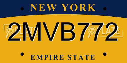 2MVB772 New York License Plate