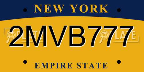 2MVB777 New York License Plate