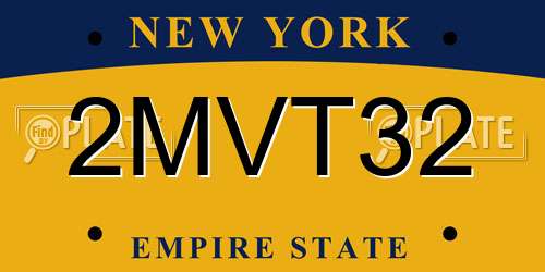 2MVT32 New York License Plate
