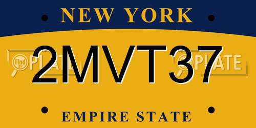 2MVT37 New York License Plate