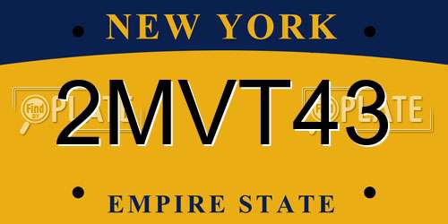 2MVT43 New York License Plate
