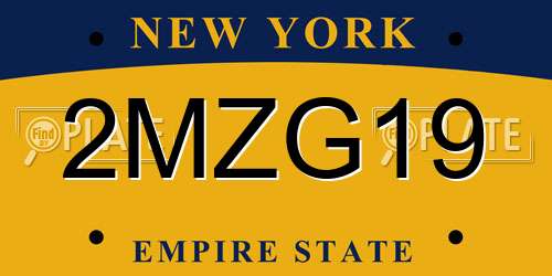 2MZG19 New York License Plate