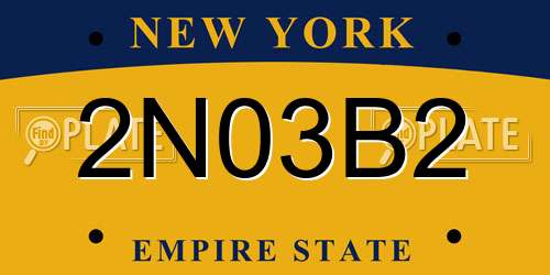 2N03B2 New York License Plate