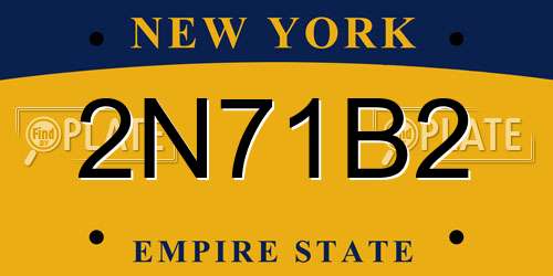 2N71B2 New York License Plate