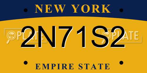 2N71S2 New York License Plate