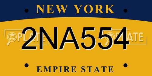 2NA554 New York License Plate