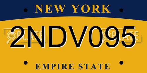 2NDV095 New York License Plate