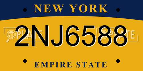 2NJ6588 New York License Plate