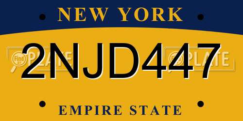 2NJD447 New York License Plate