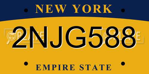 2NJG588 New York License Plate