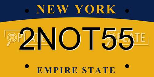 2NOT55 New York License Plate