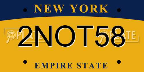 2NOT58 New York License Plate