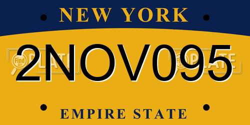 2NOV095 New York License Plate
