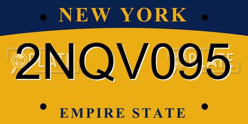 2NQV095 New York License Plate