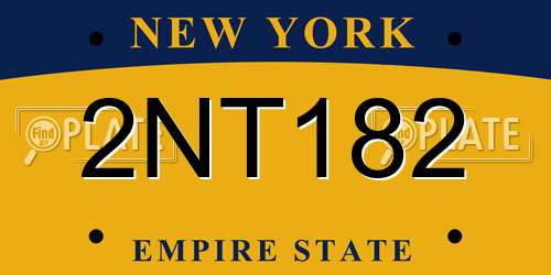 2NT182 New York License Plate