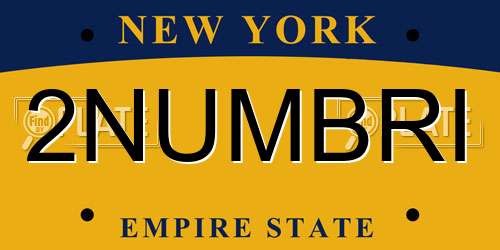 2NUMBRI New York License Plate