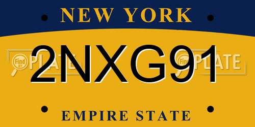 2NXG91 New York License Plate