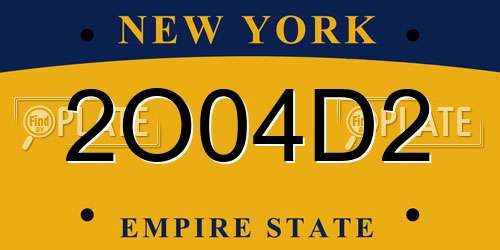 2O04D2 New York License Plate