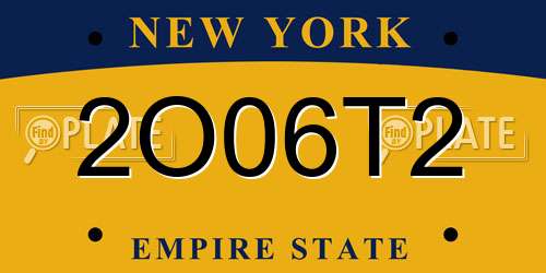 2O06T2 New York License Plate