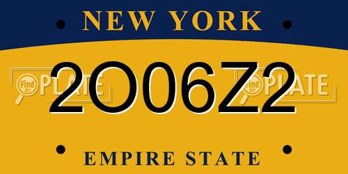 2O06Z2 New York License Plate