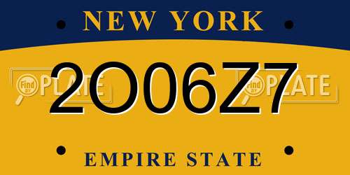 2O06Z7 New York License Plate