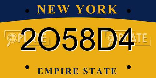 2O58D4 New York License Plate