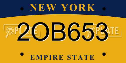 2OB653 New York License Plate