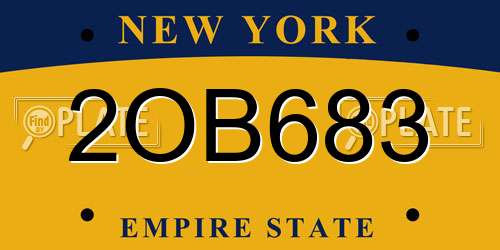 2OB683 New York License Plate