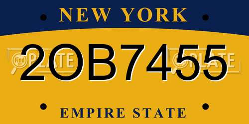 2OB7455 New York License Plate