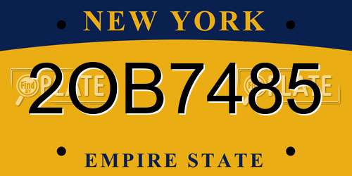 2OB7485 New York License Plate