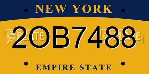2OB7488 New York License Plate