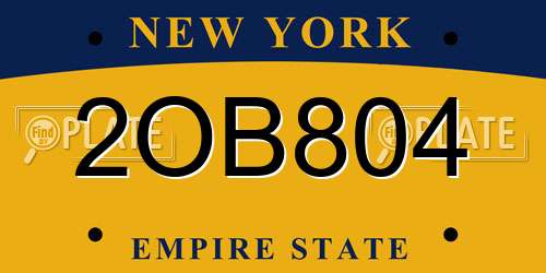 2OB804 New York License Plate