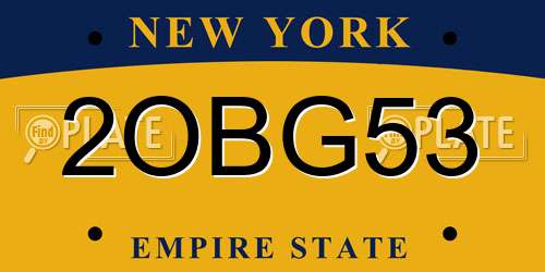 2OBG53 New York License Plate