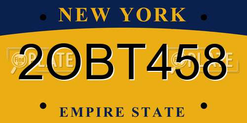 2OBT458 New York License Plate