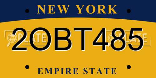 2OBT485 New York License Plate