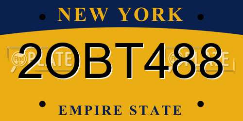 2OBT488 New York License Plate
