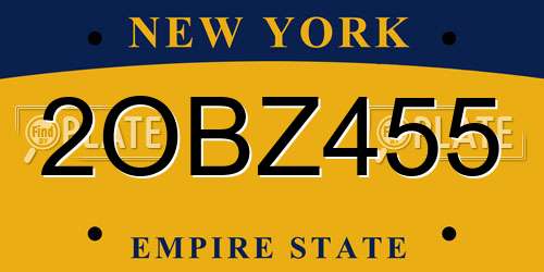 2OBZ455 New York License Plate