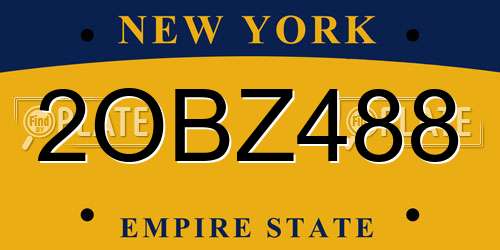 2OBZ488 New York License Plate