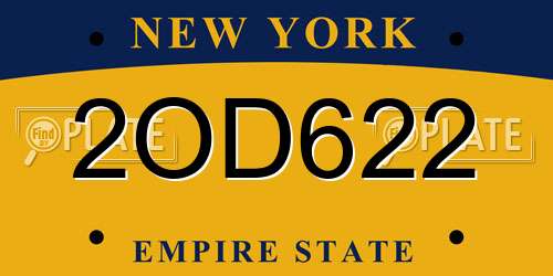 2OD622 New York License Plate