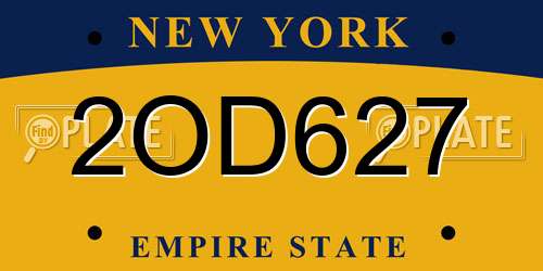 2OD627 New York License Plate