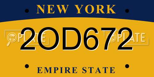 2OD672 New York License Plate