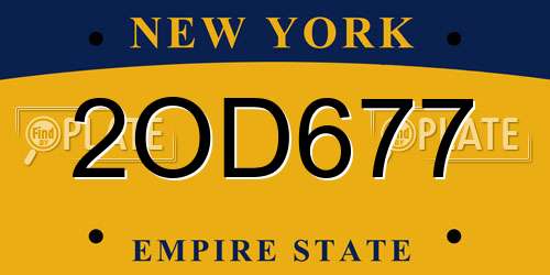 2OD677 New York License Plate