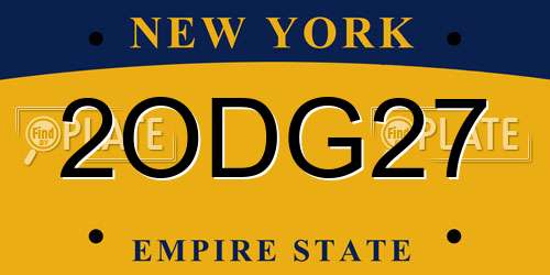 2ODG27 New York License Plate