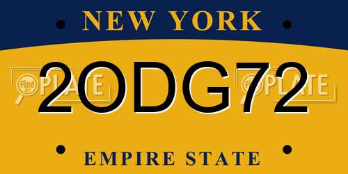 2ODG72 New York License Plate