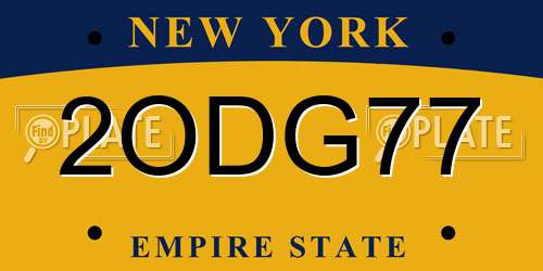 2ODG77 New York License Plate