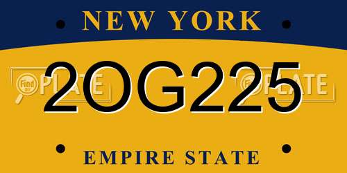 2OG225 New York License Plate