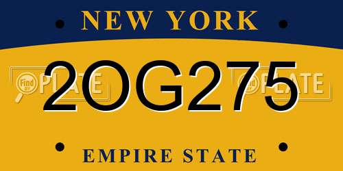 2OG275 New York License Plate
