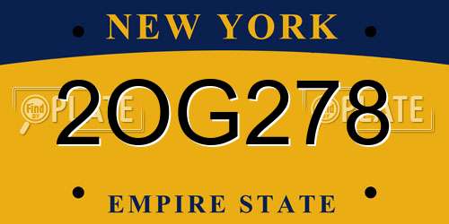 2OG278 New York License Plate