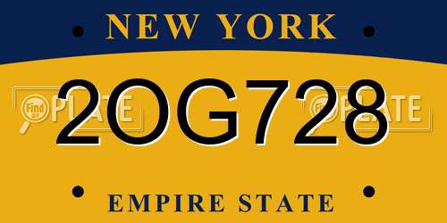 2OG728 New York License Plate