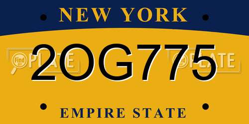 2OG775 New York License Plate